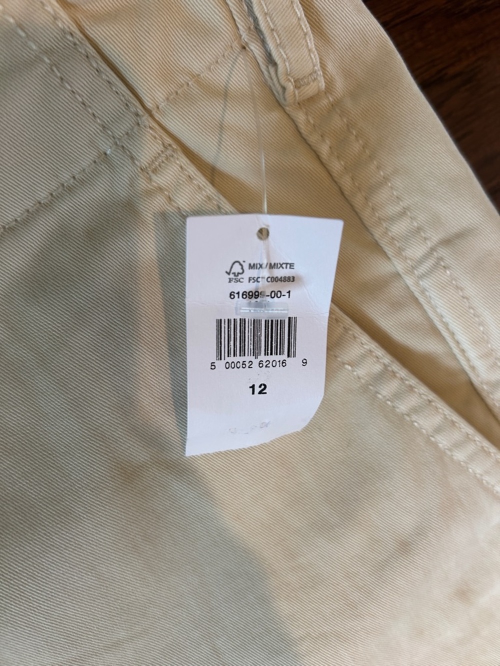 NEW Gap Straight Khaki High Rise Cropped Frayed Hem Cream Pants - Picture 4 of 6